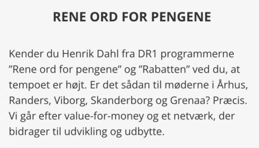 Rene ord for pengene 