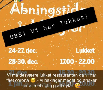 Lukning af restaurant pga. corona